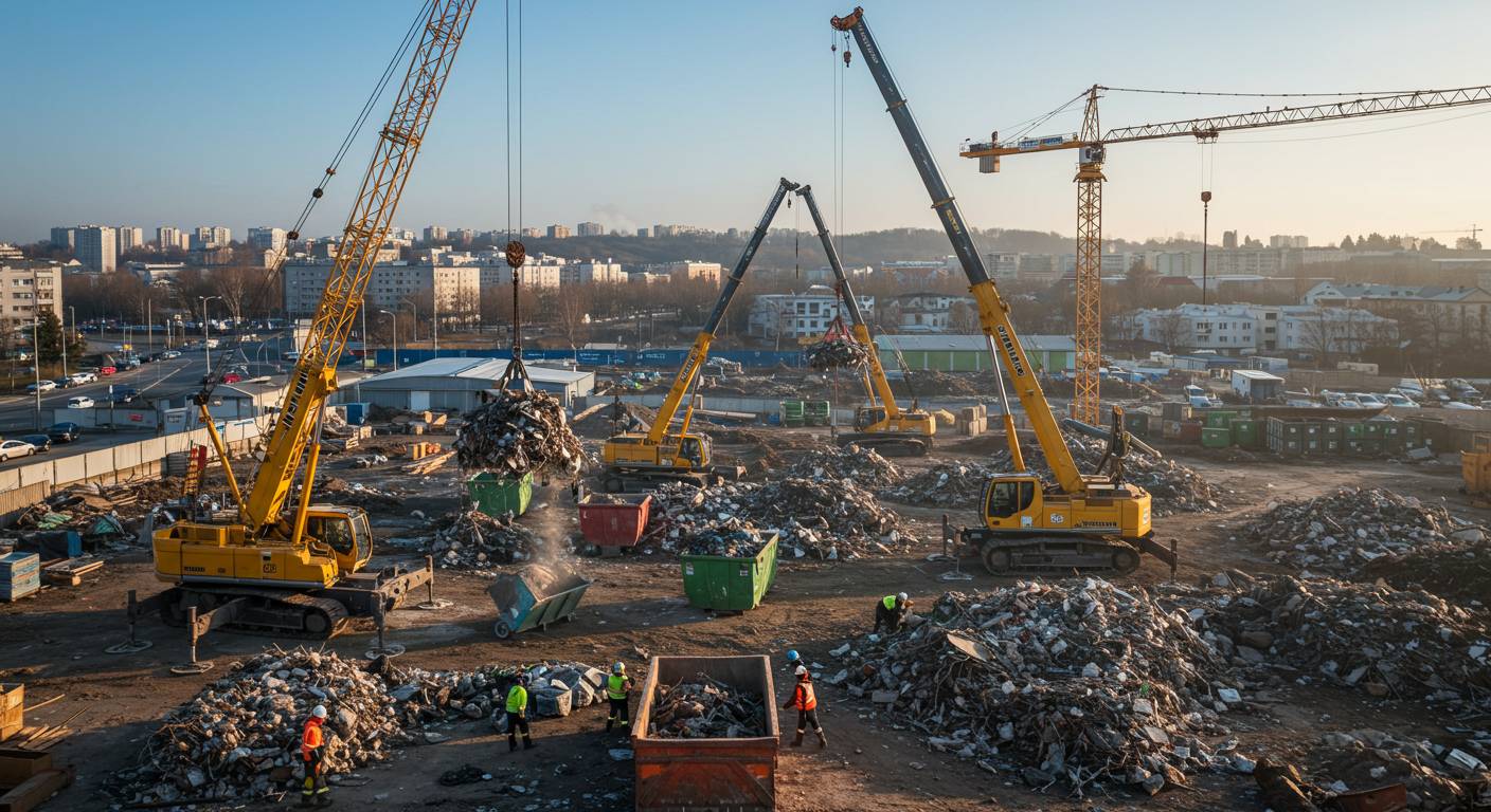 Вывоз строительного мусора с использованием кранов