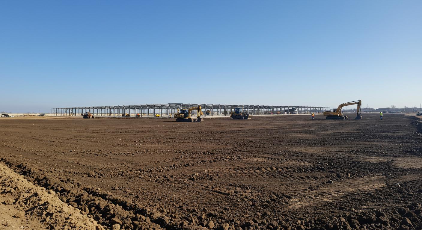 Подготовка участка под складской комплекс Выравнивание территории для складов