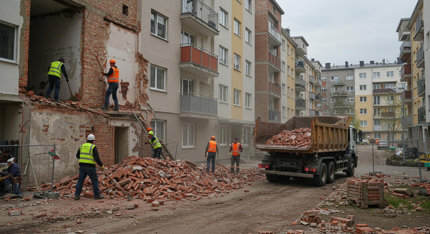 Вывоз кирпичного мусора с многоквартирного дома
