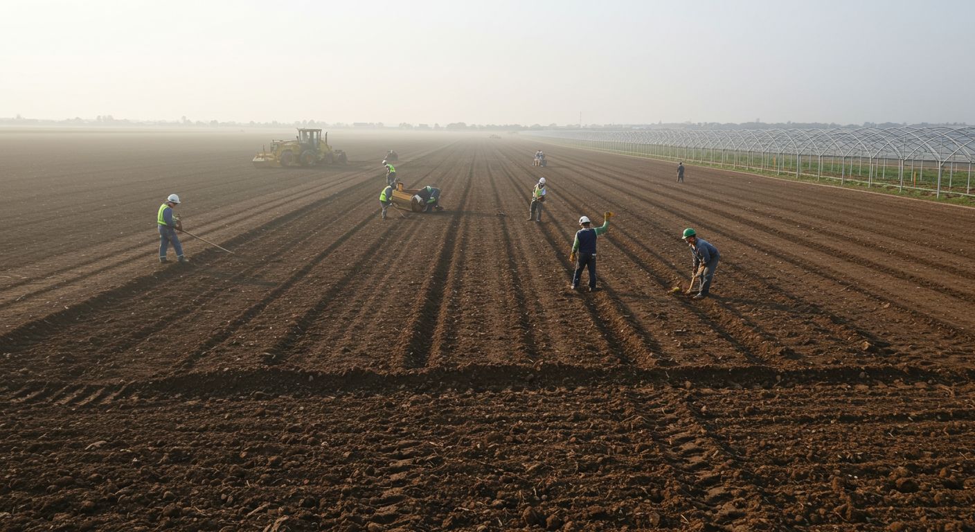 Подготовка участка под фермерские теплицы