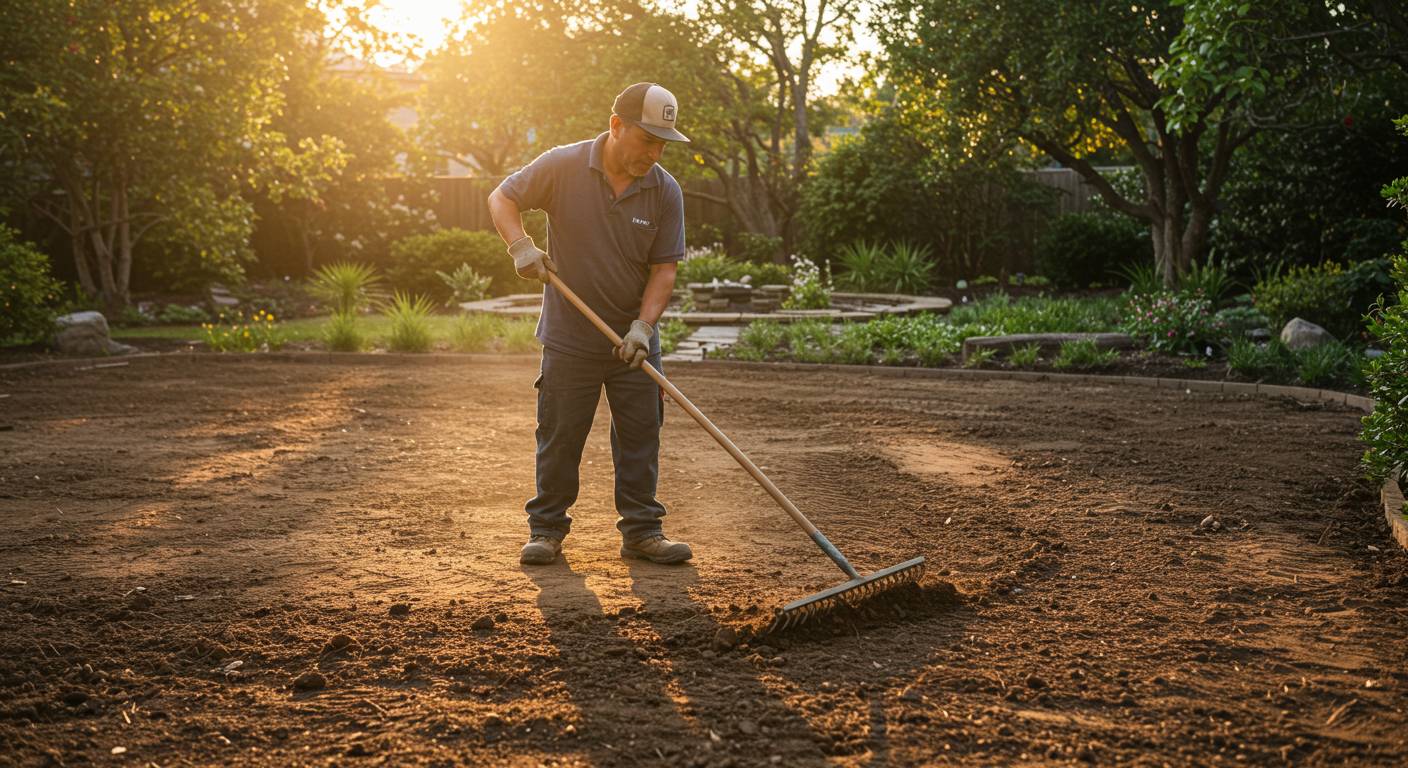 Выравнивание почвы для устройства зеленых зон