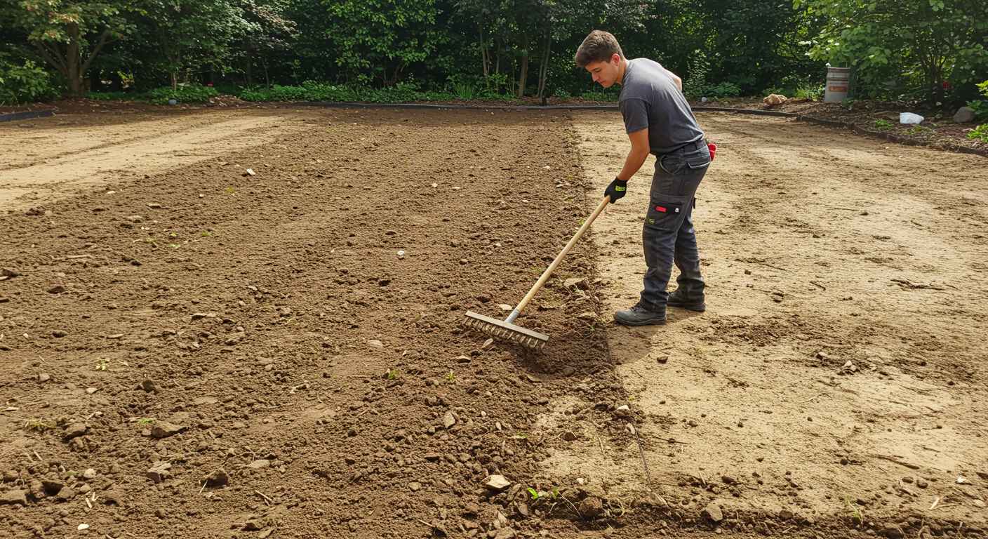 Выравнивание почвы для зеленых зон Выравнивание почвы для зеленых зон