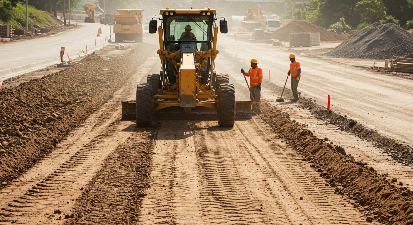 Выравнивание участка под укладку асфальта