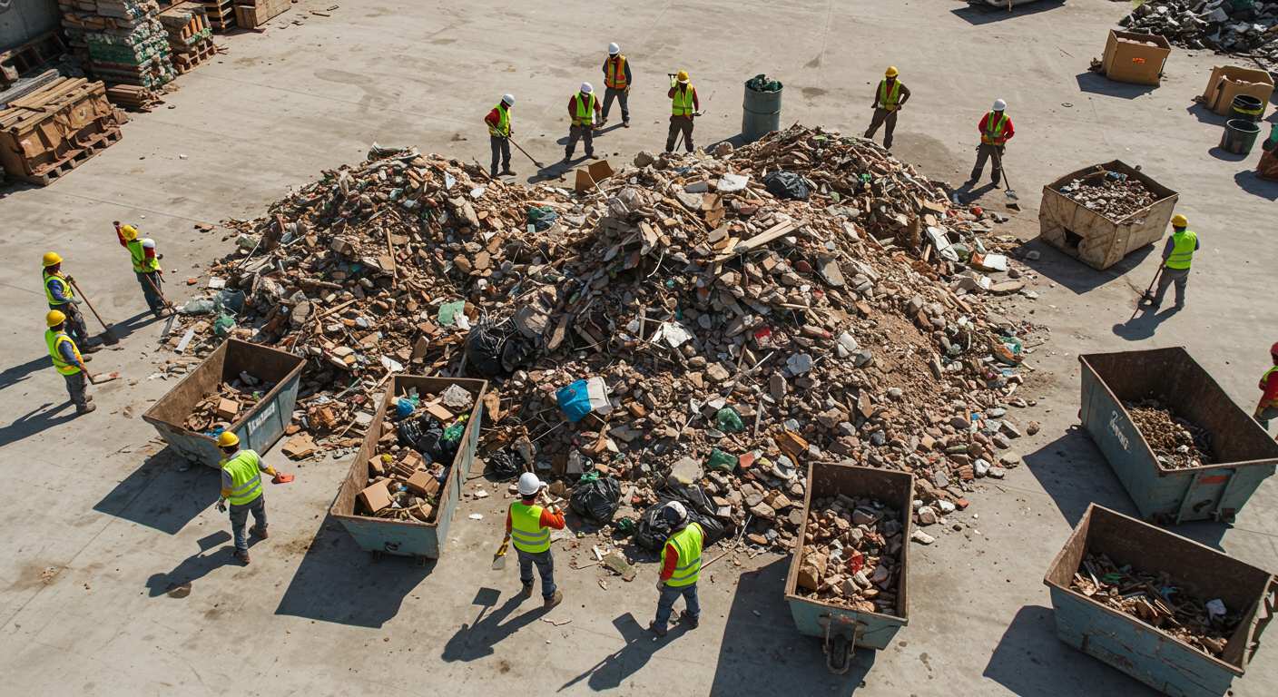 Вывоз строительного мусора по бетону