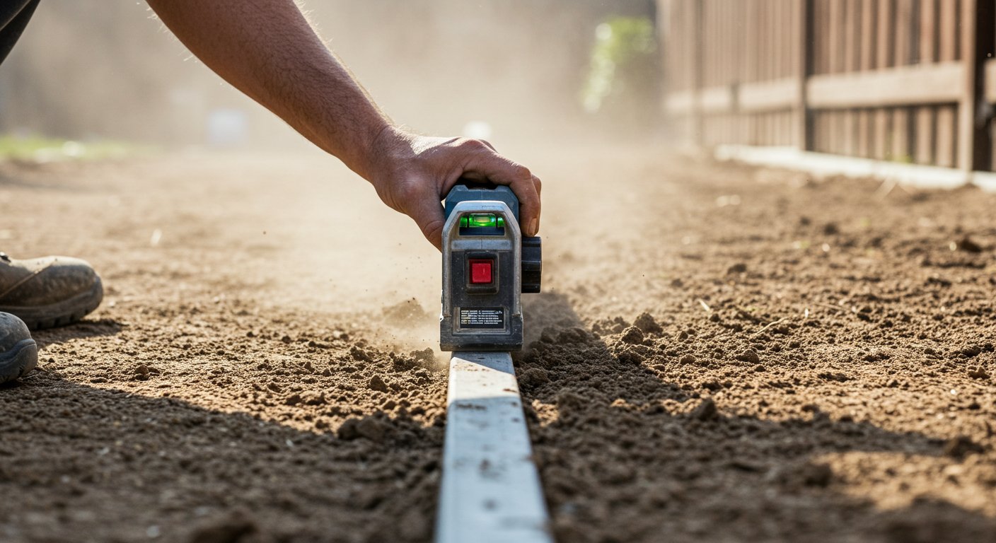 Выравнивание земли для установки ограждений Выравнивание земли для установки ограждений