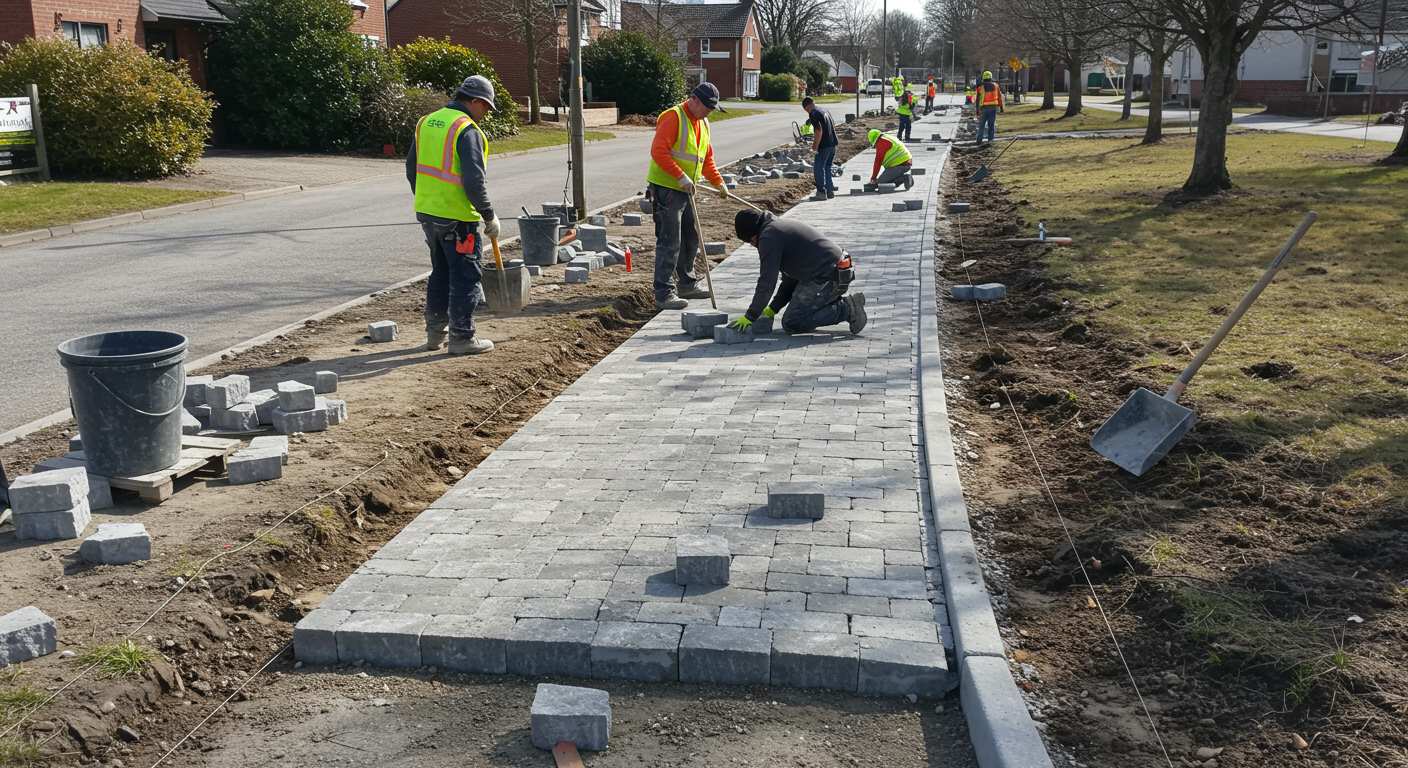 Укладка плитняка для дорожек и тротуаров