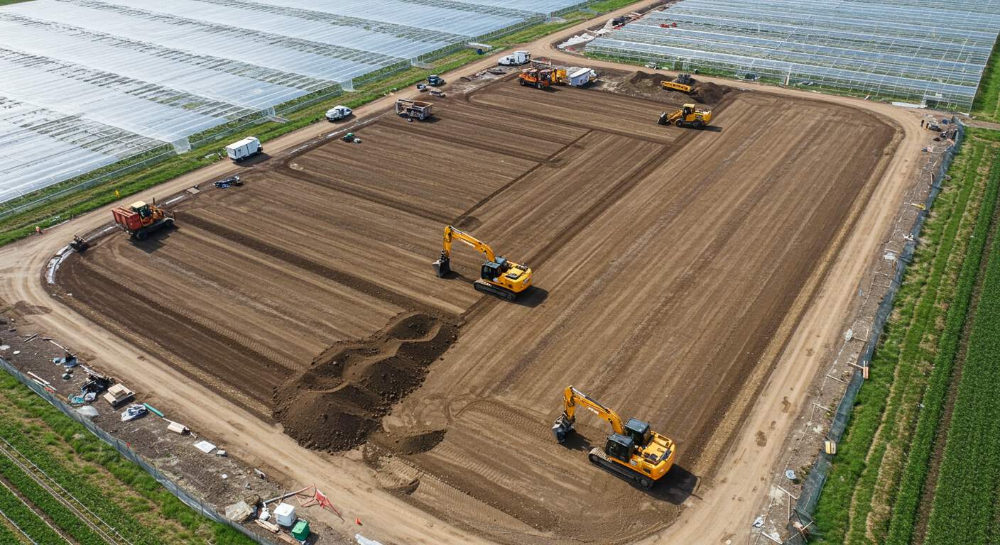 Выравнивание участка под установку теплиц