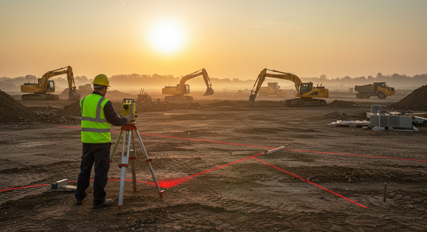 Использование спецтехники при выравнивании территории