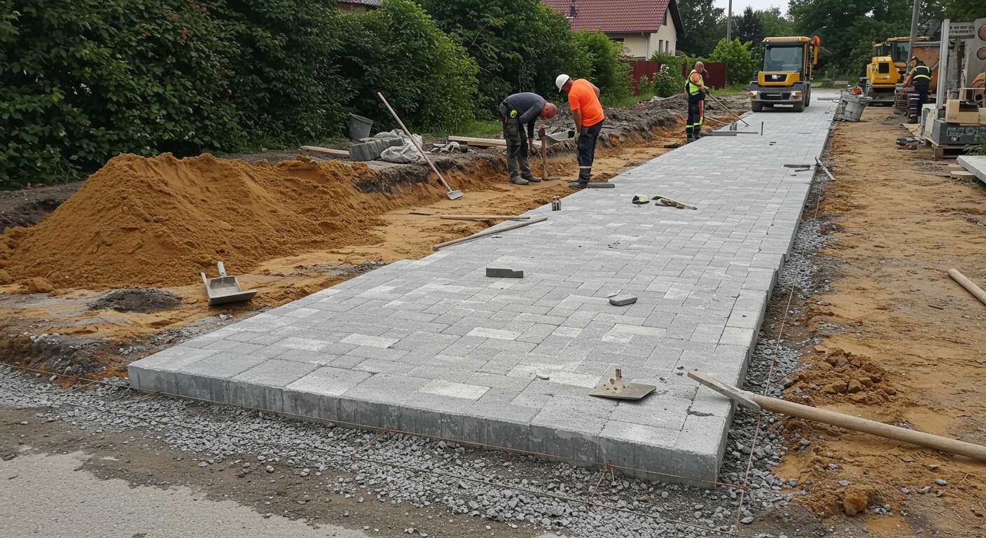 Устройство дорожек и тротуаров из бетонных плит