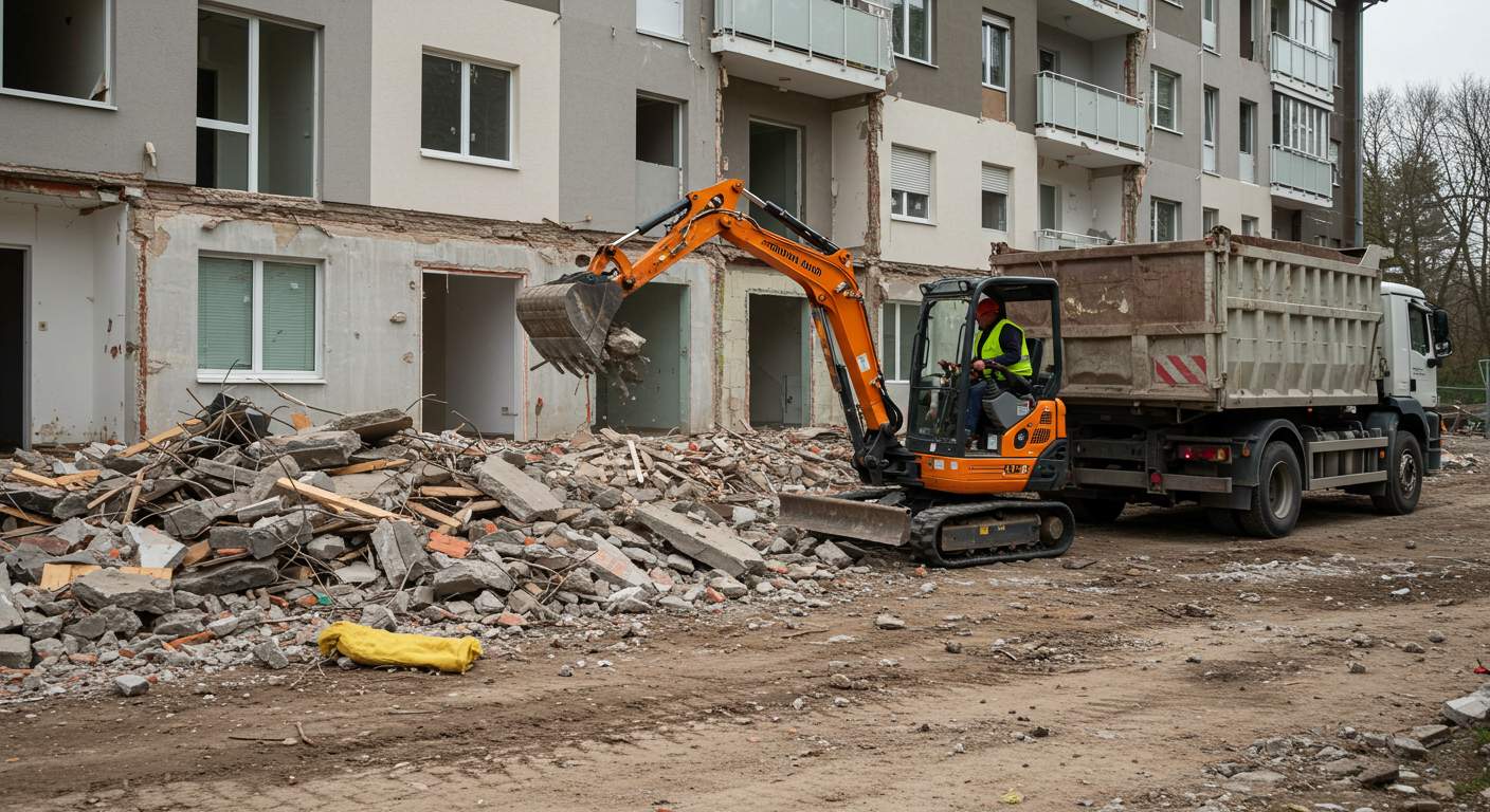 Вывоз строительного мусора с многоквартирных домов при ремонте
