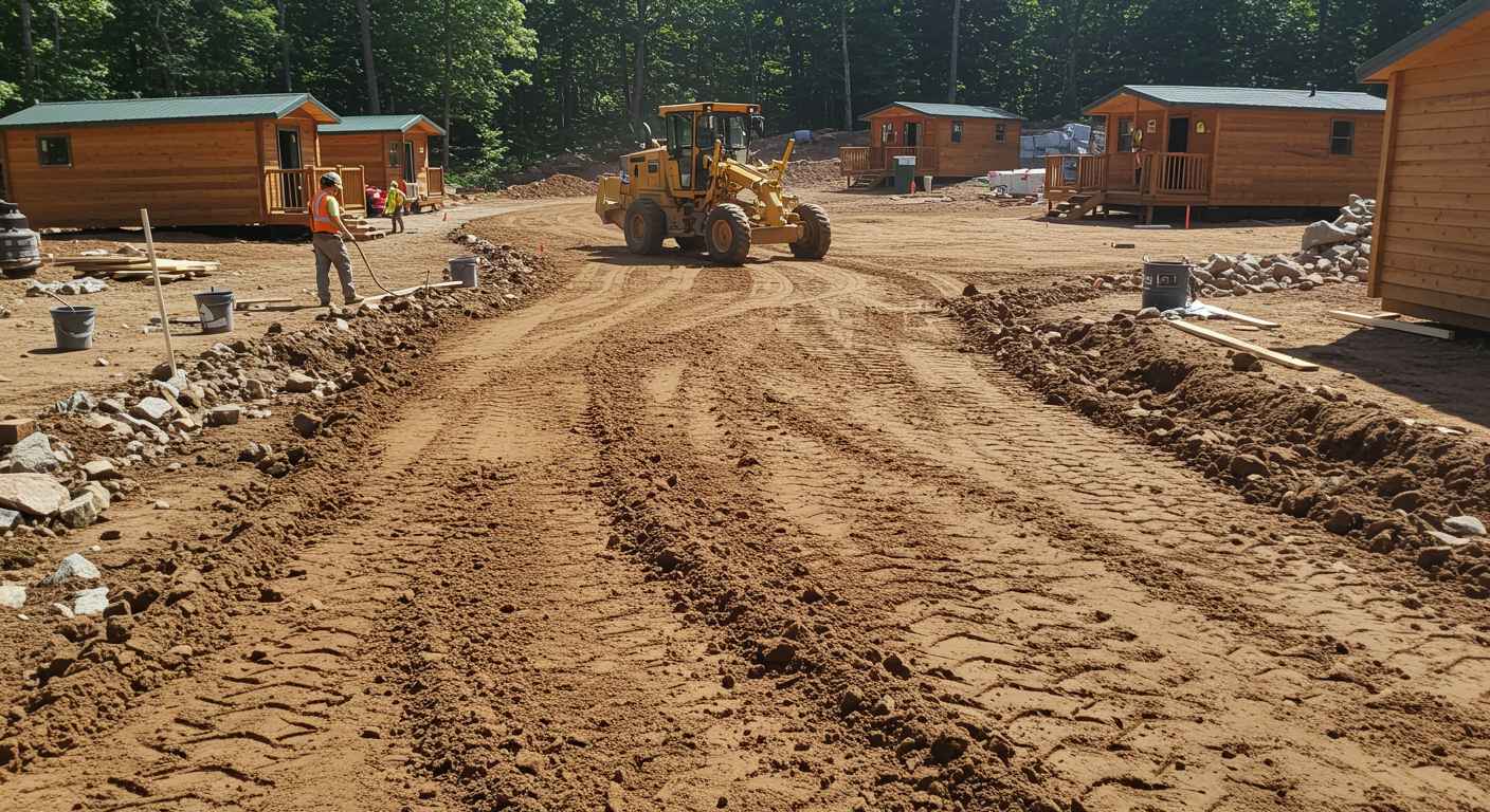 Выравнивание грунта для установки бытовки Выравнивание земли под бытовку