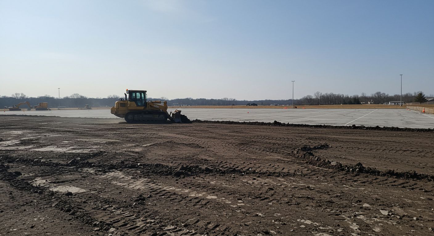 Ровная площадка для парковки автомобилей Выравнивание участка под парковку