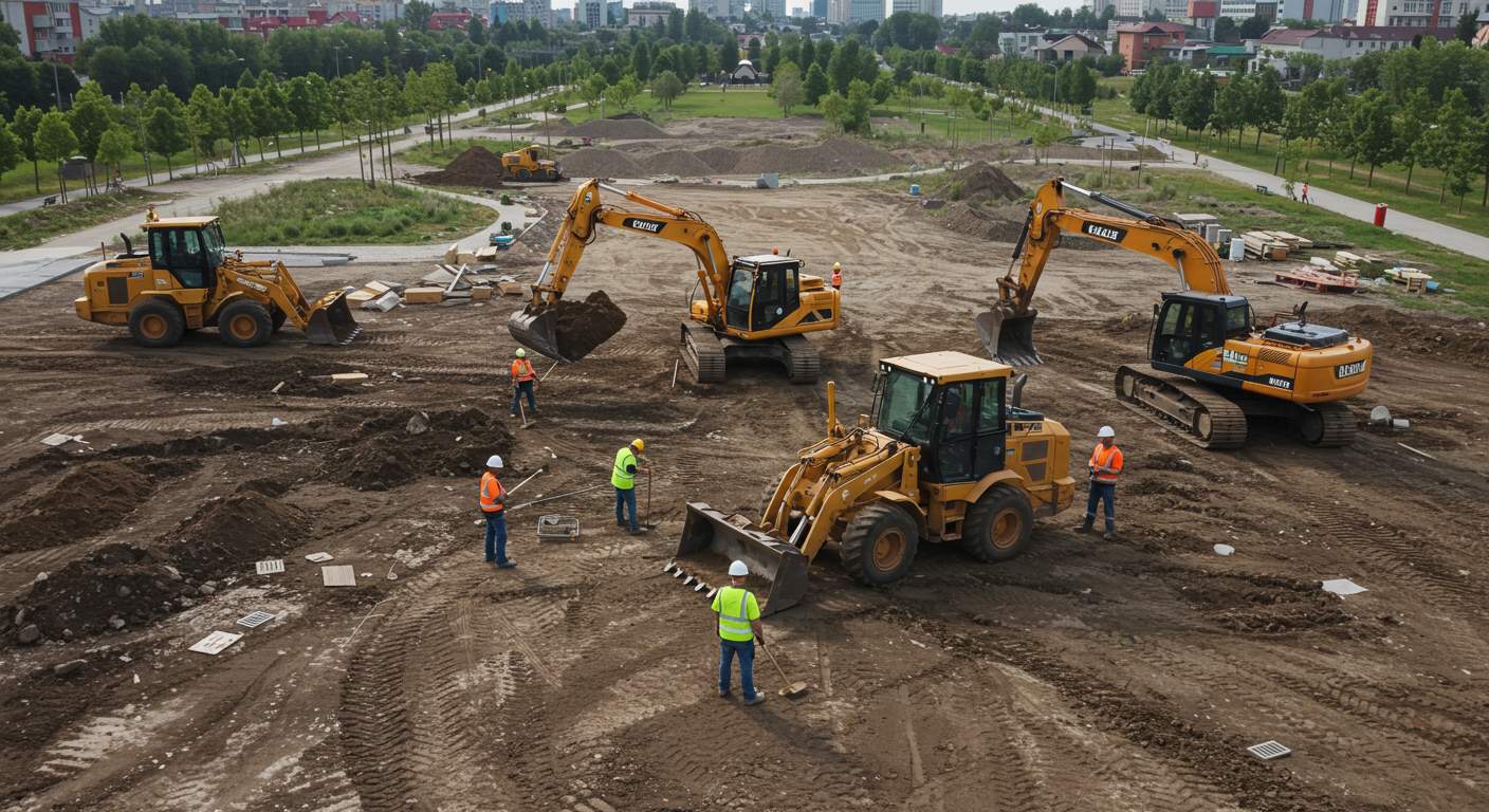 Выравнивание территории под городские парки