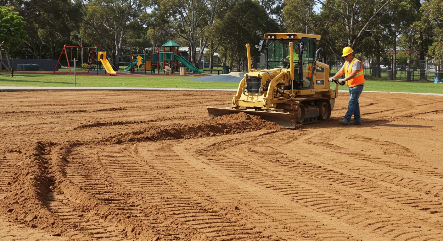 Выравнивание земли под детскую зону