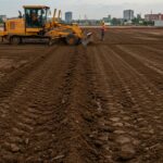 Выравнивание территории на плотном глинистом грунте