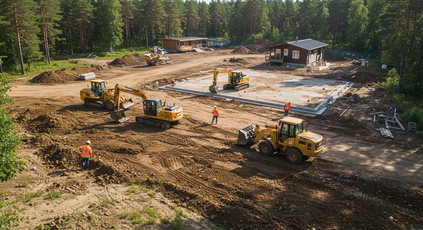Подготовка ровного участка под дачные строения Выравнивание участка для дачных построек