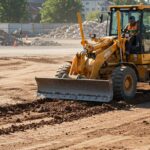 Выравнивание грунта на строительной площадке