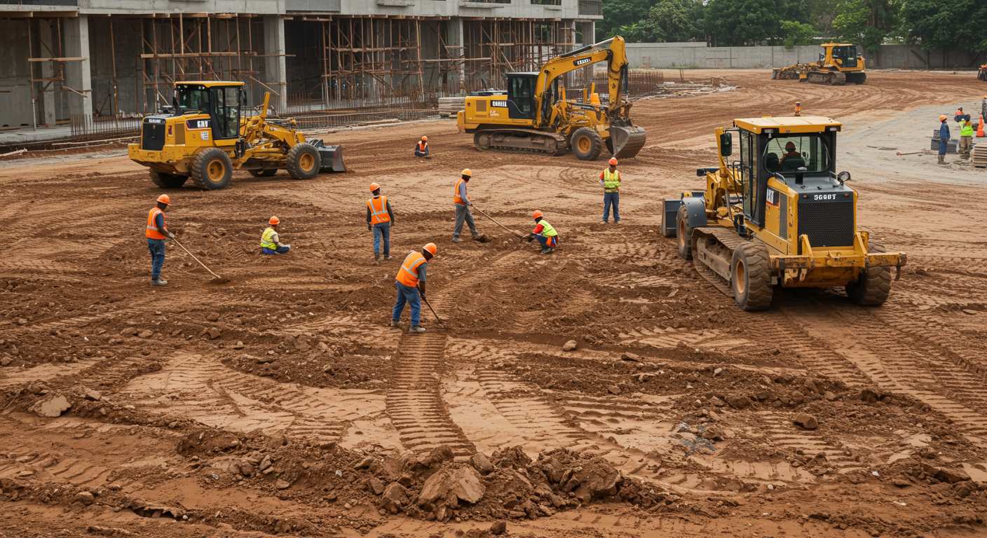 Выравнивание участка перед строительными работами