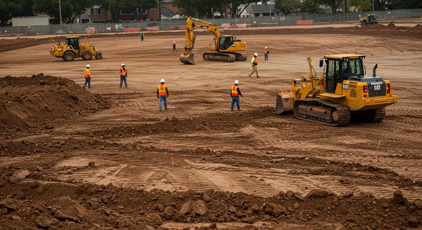 Подготовка участка для строительства Выравнивание участка перед строительными работами