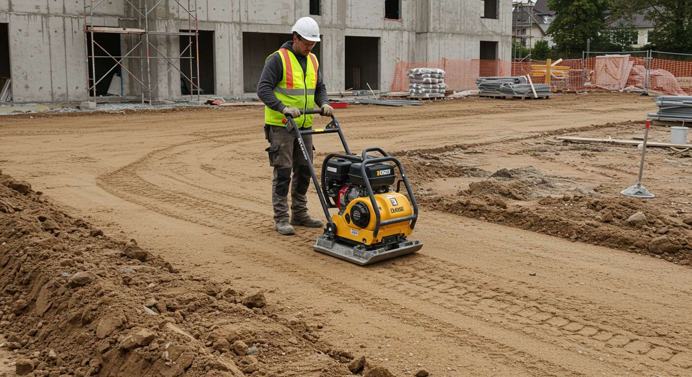 Выравнивание территории с применением виброплиты