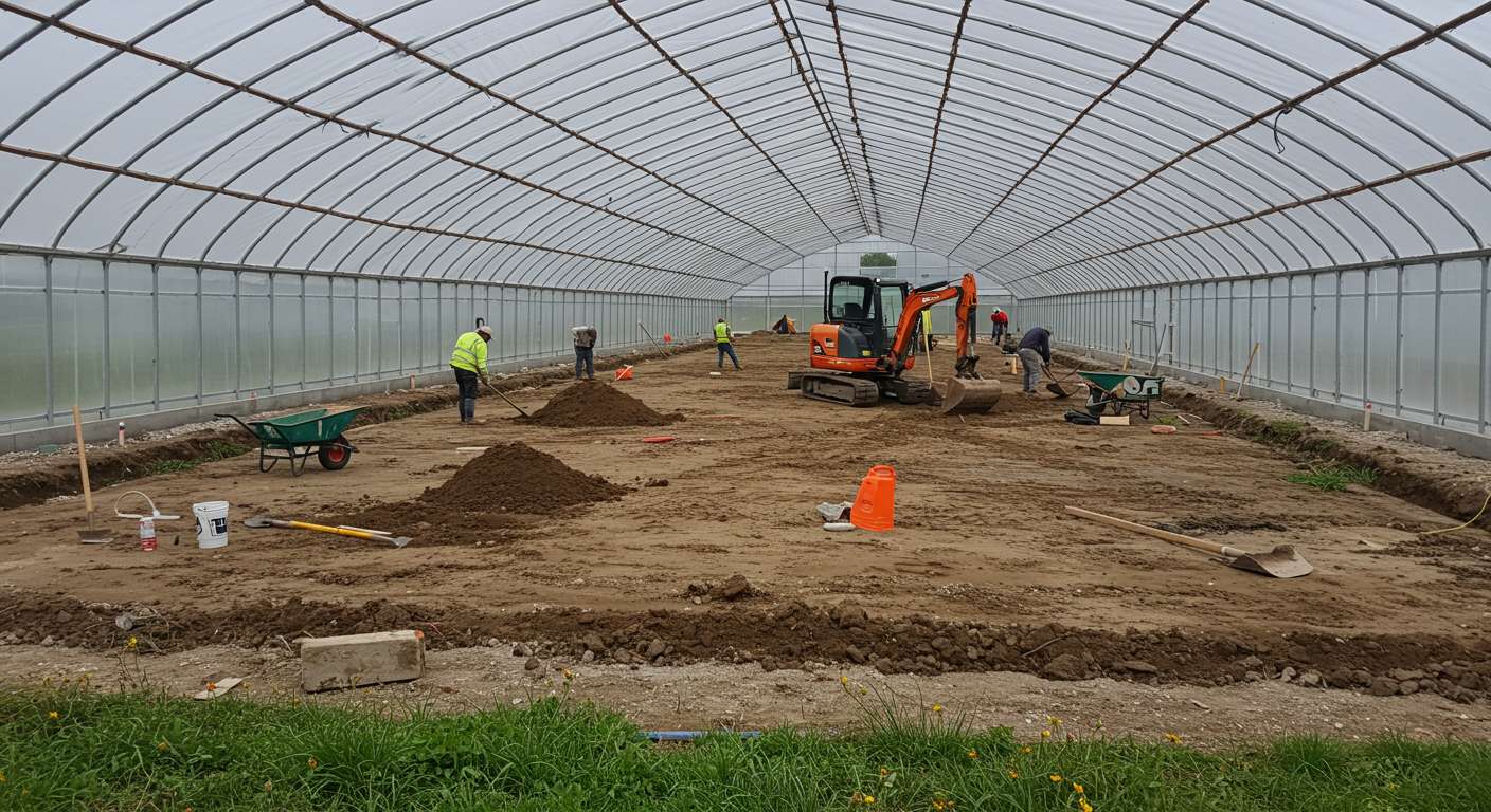 Выравнивание и подготовка участка Подготовка участка под теплицу из поликарбоната