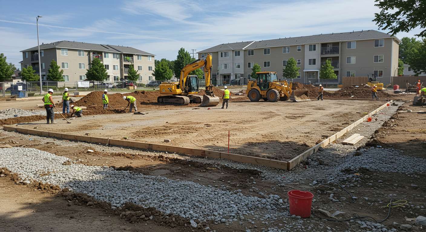 Формирование ровной поверхности под детскую площадку Выравнивание участка для детской площадки