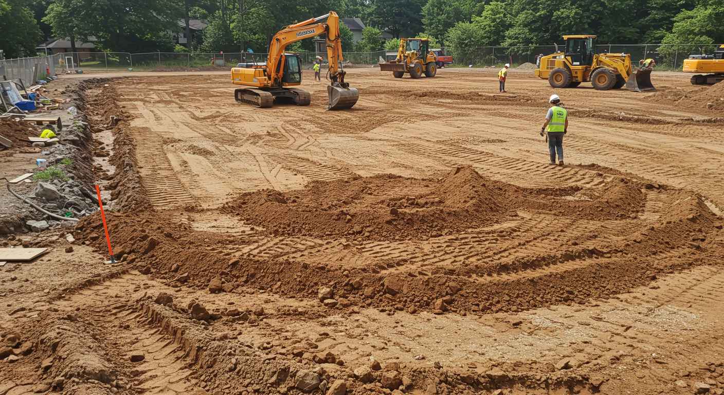 Выравнивание участка для установки уличного бассейна