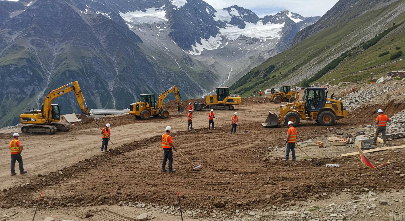 Выравнивание грунта под устройство альпийской горки