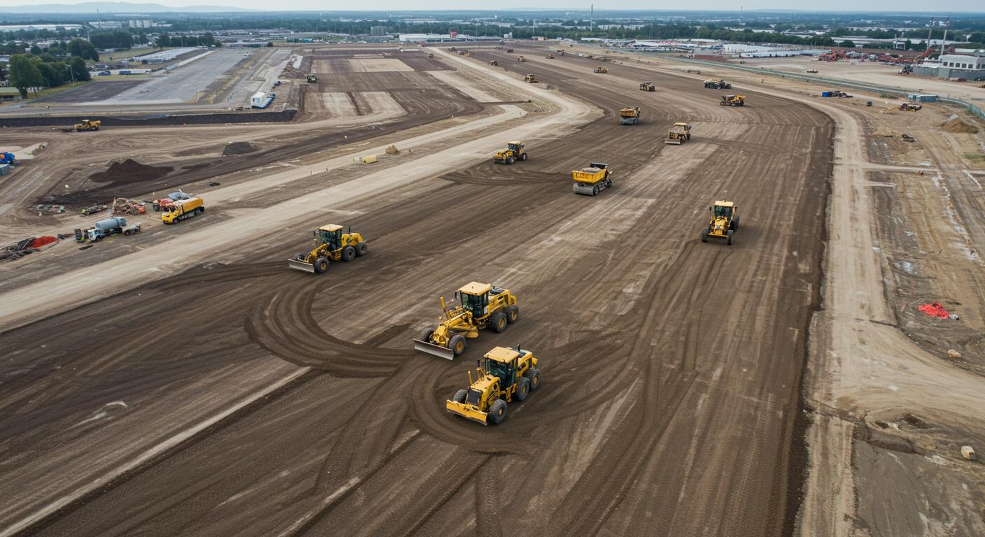 Выравнивание грунта на крупных территориях под парки и рекреационные зоны