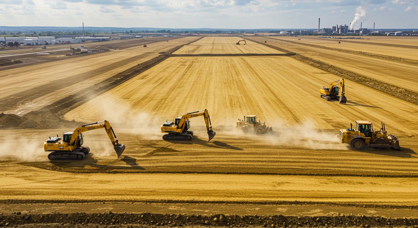 Выравнивание территории для возведения промышленных объектов