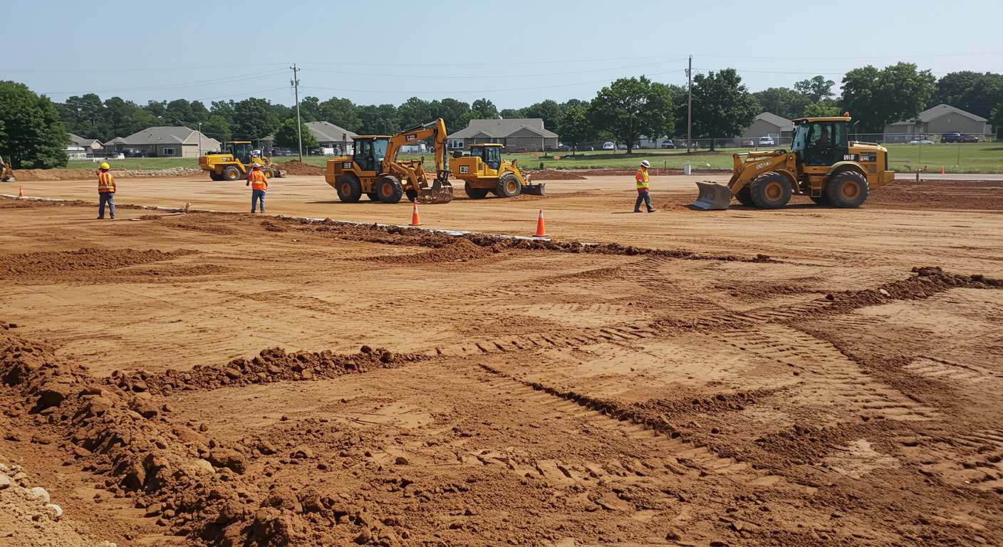 Выравнивание грунта для устройства автостоянки