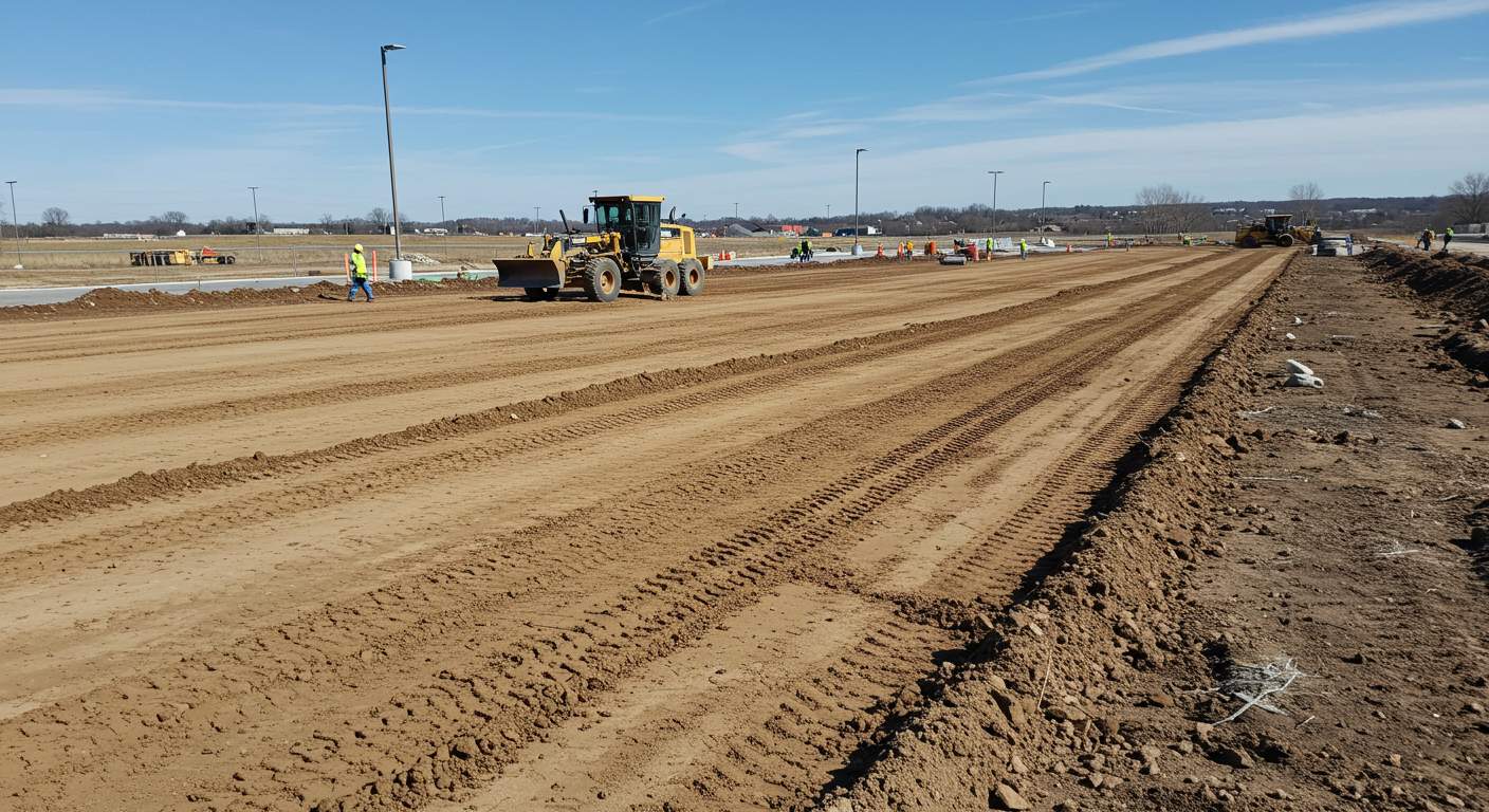 Подготовка участка под автостоянку Выравнивание грунта для автостоянки