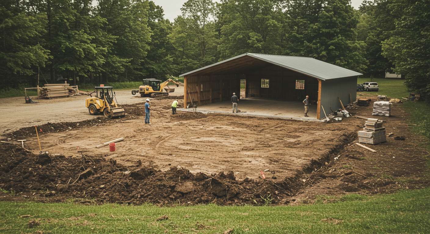 Подготовка земли для установки хозяйственных построек