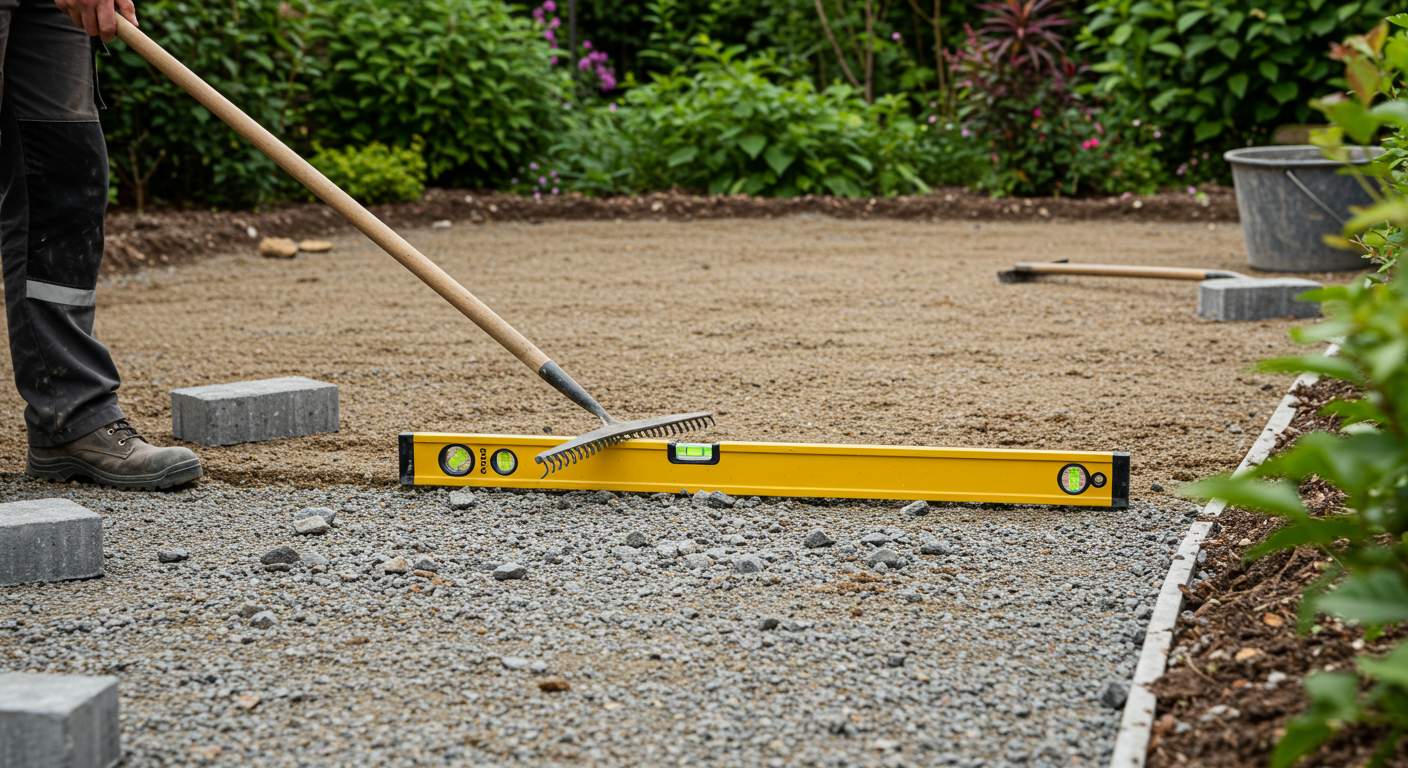 Подготовка ровного основания для укладки брусчатки Выравнивание основания под брусчатку