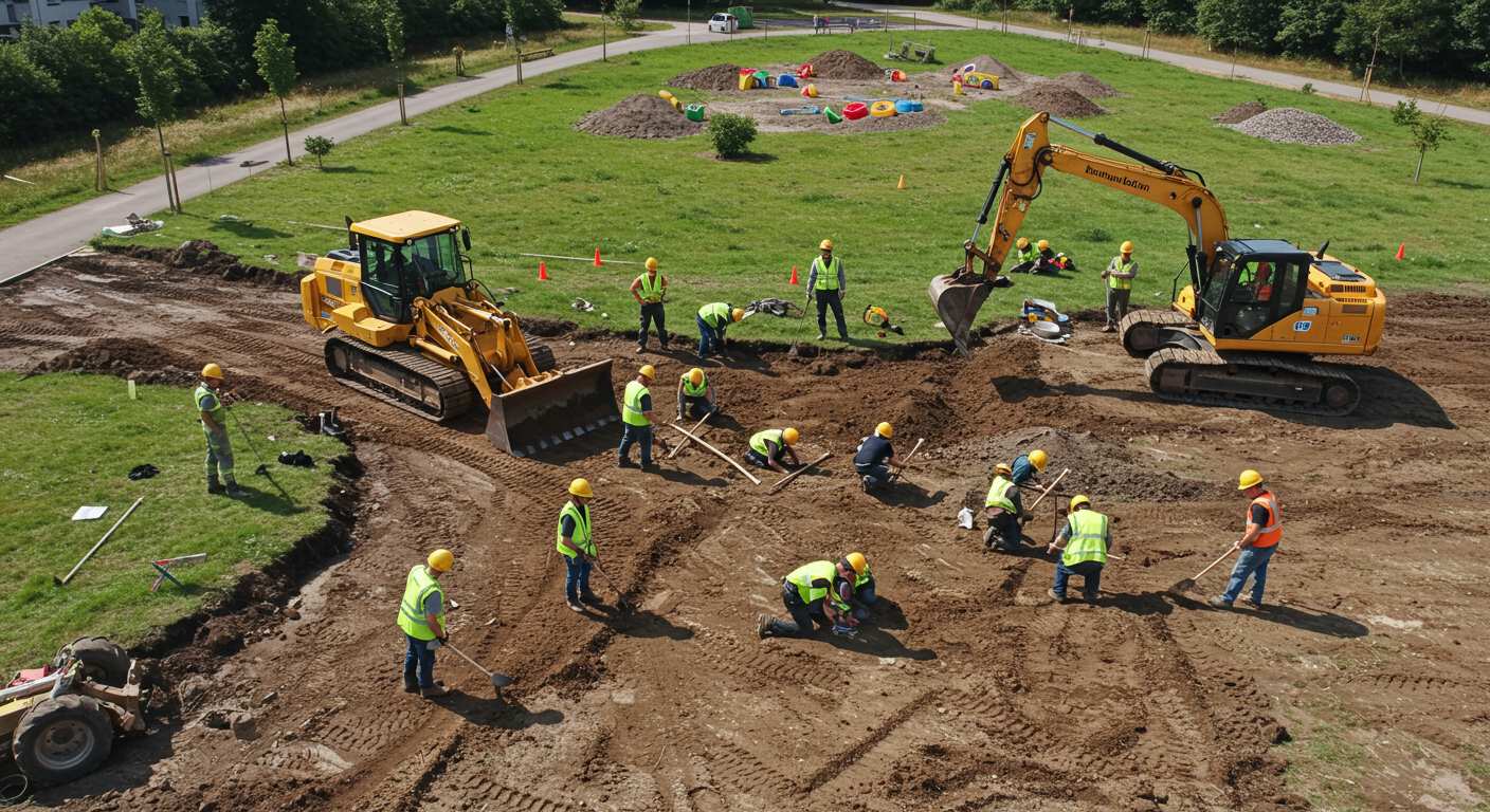 Выравнивание земли для устройства детского игрового городка