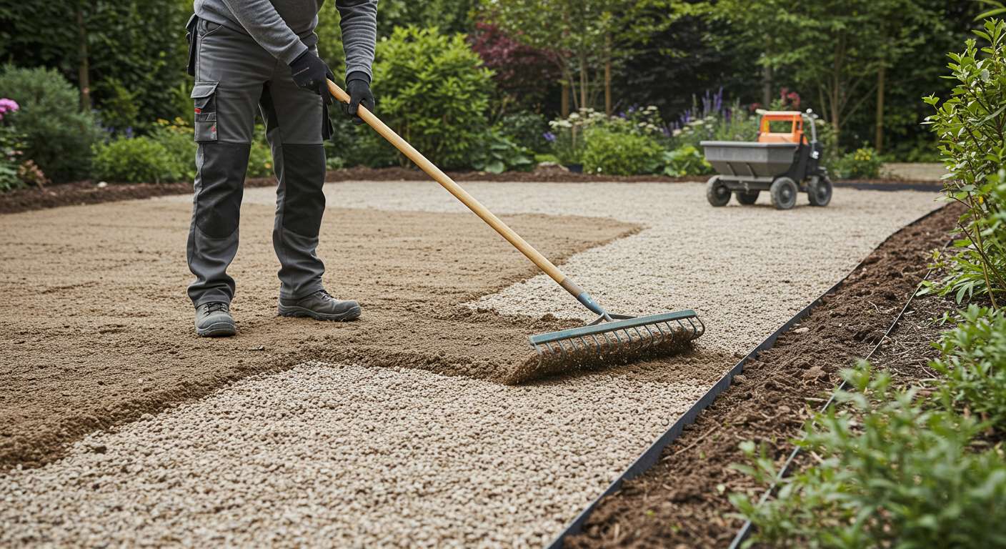 Выравнивание грунта для укладки садовых дорожек