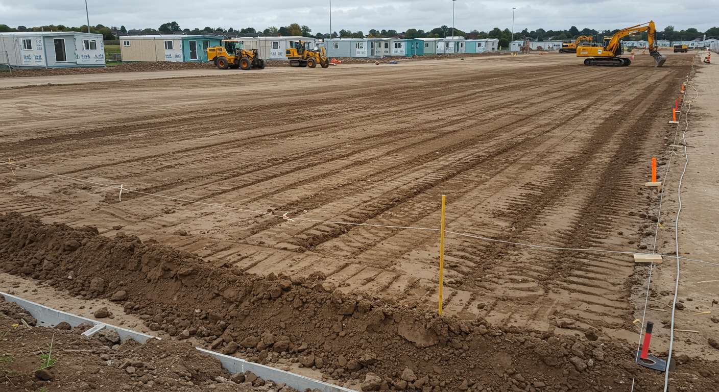 Подготовка участка под установку бытовых модулей Выравнивание участка под бытовые модули