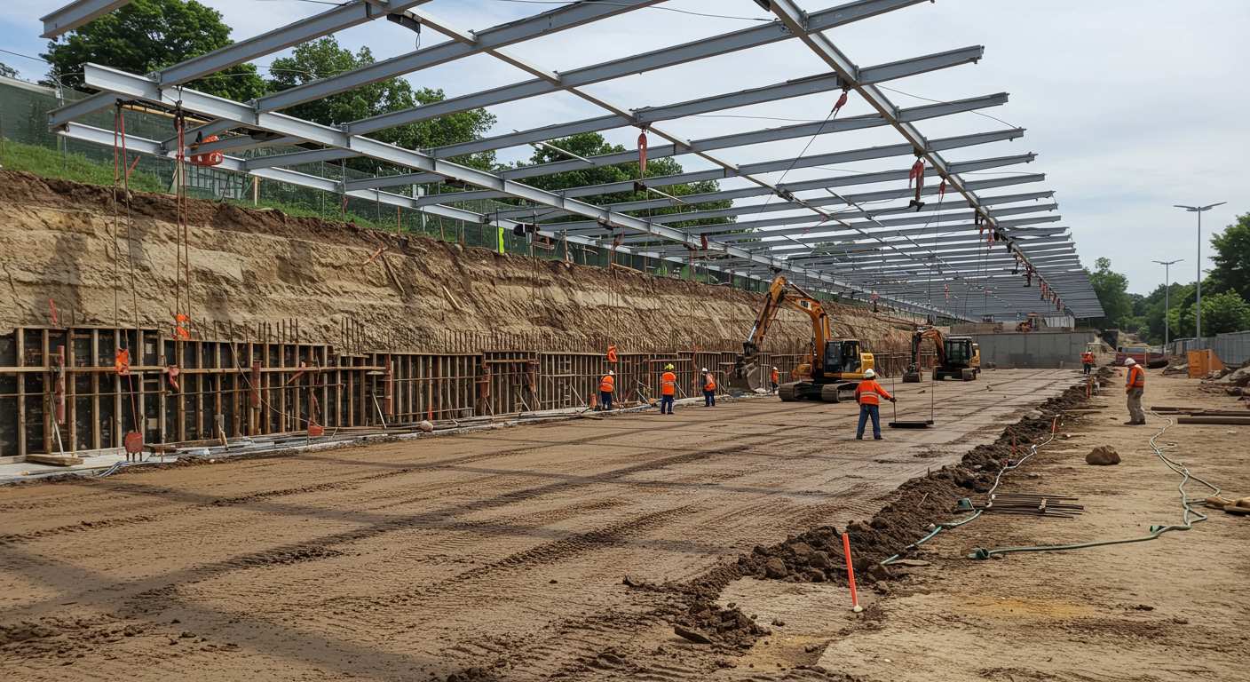 Выравнивание земли под навес