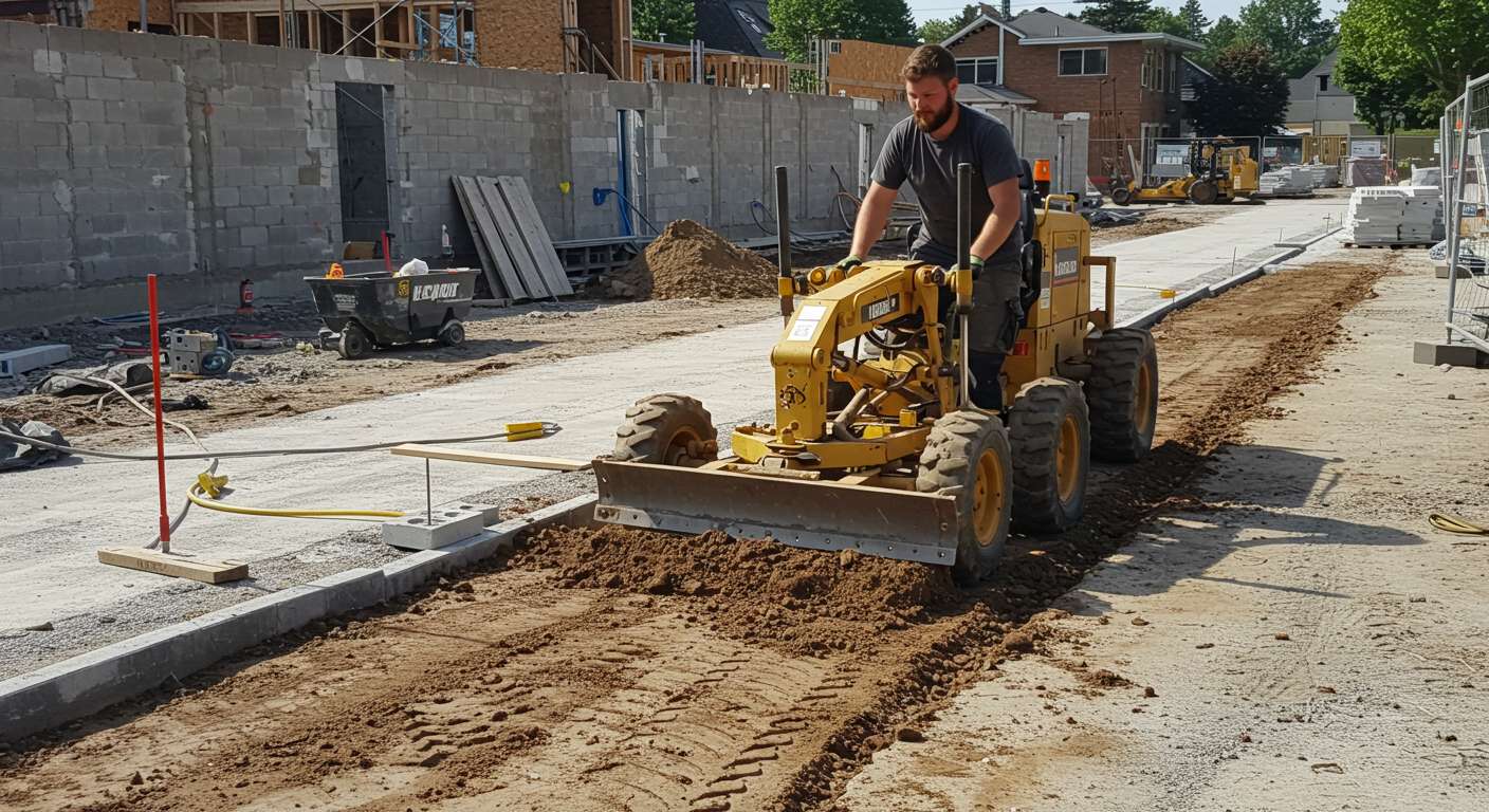 Выравнивание земли для укладки тротуарных дорожек