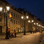 Установка декоративных уличных светильников