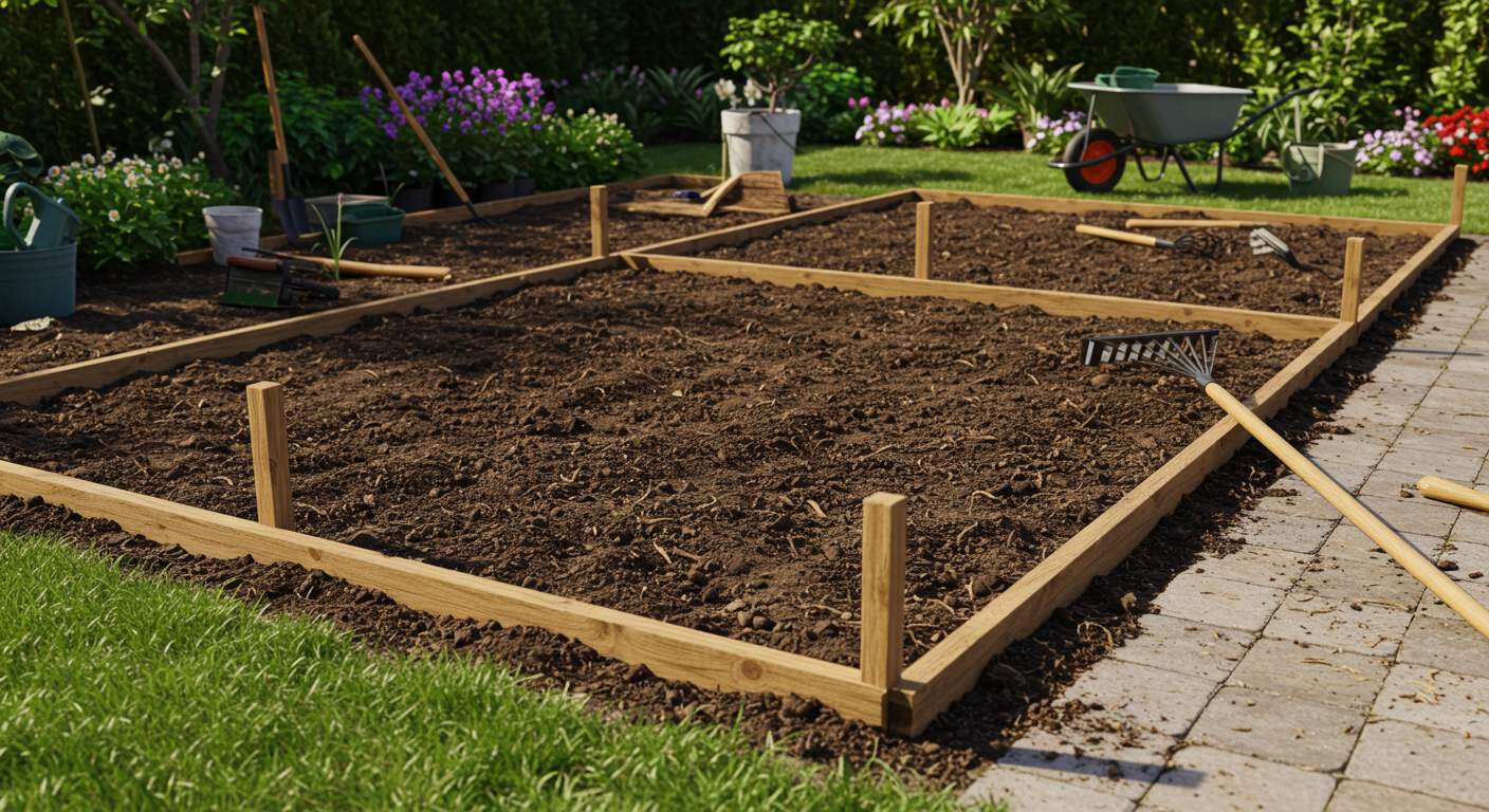 Выравнивание участка под клумбы Формирование клумб на участке