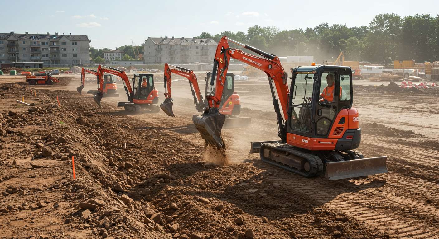 Выравнивание территории с использованием экскаваторов малых участков