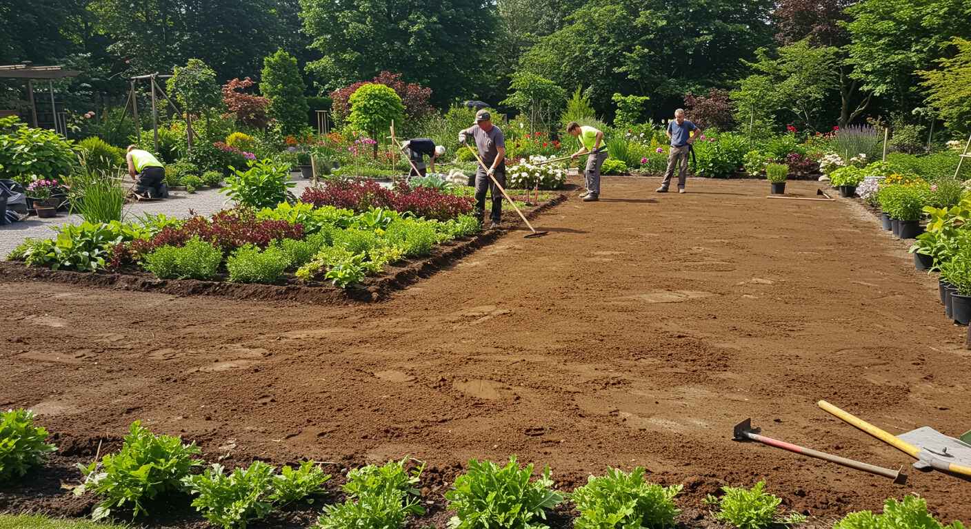 Подготовка участка для садовой зоны Выравнивание земли для садовой зоны