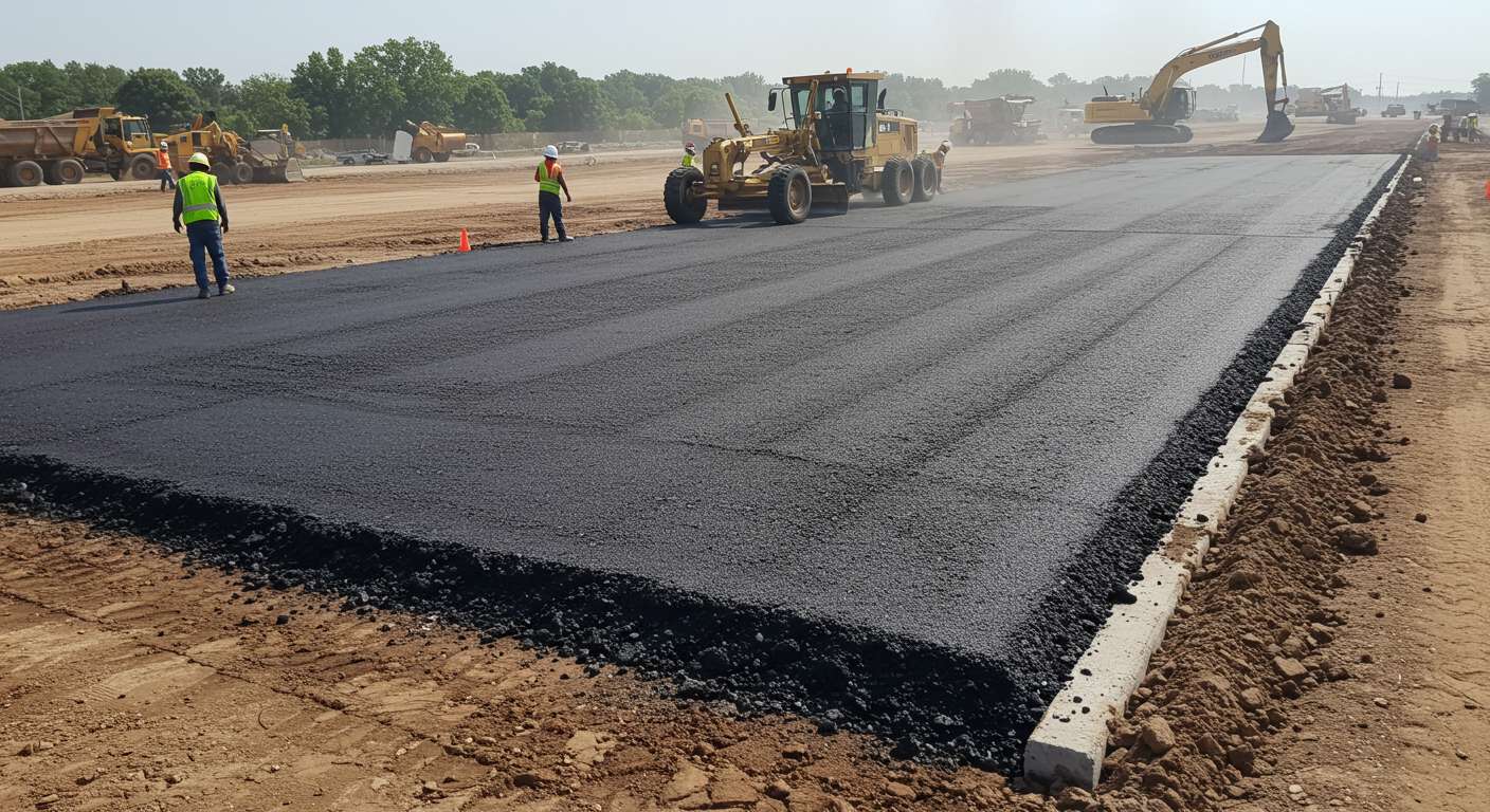 Подготовка земли для укладки асфальтового покрытия