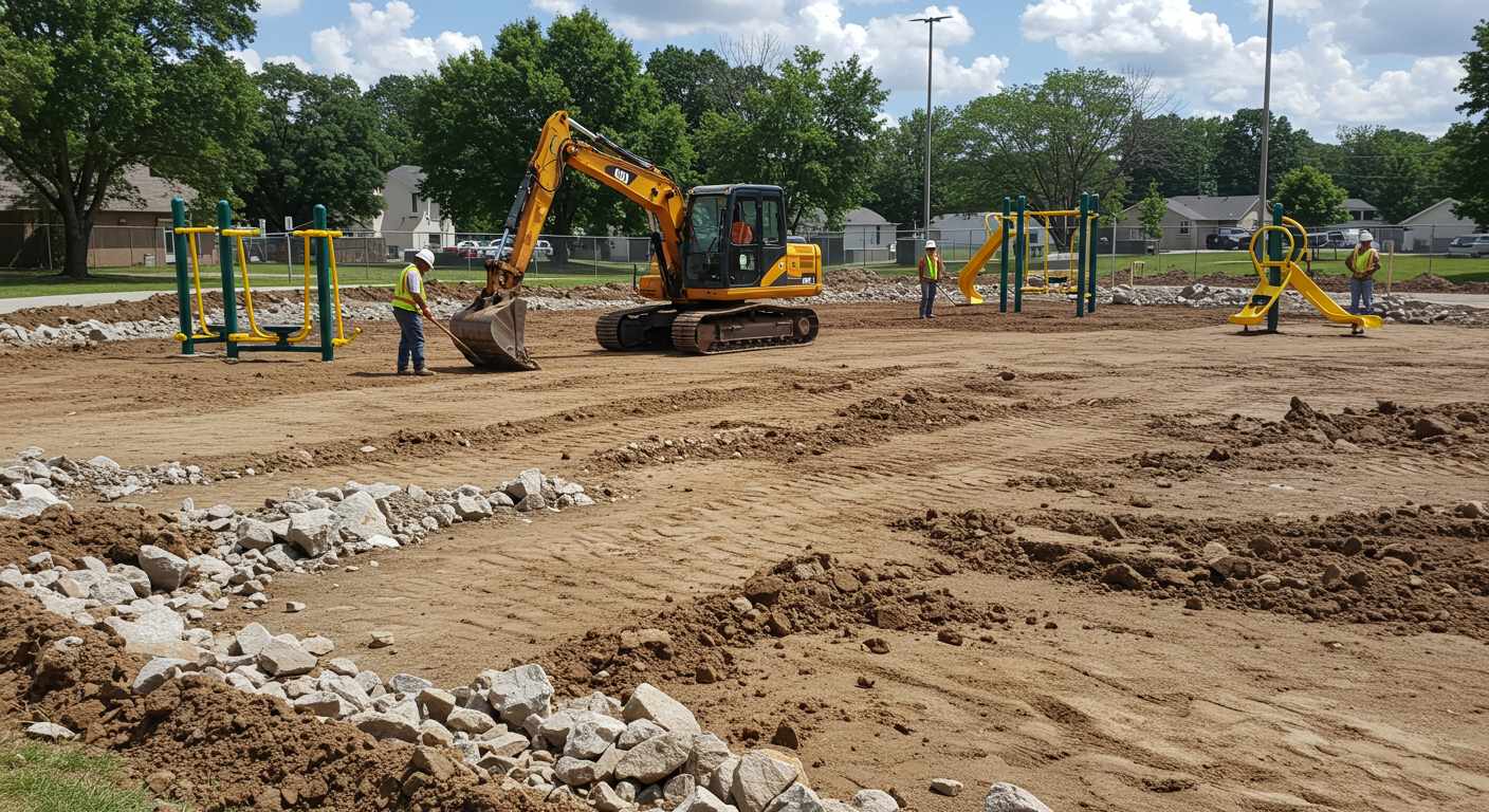 Выравнивание грунта для установки спортивных тренажеров