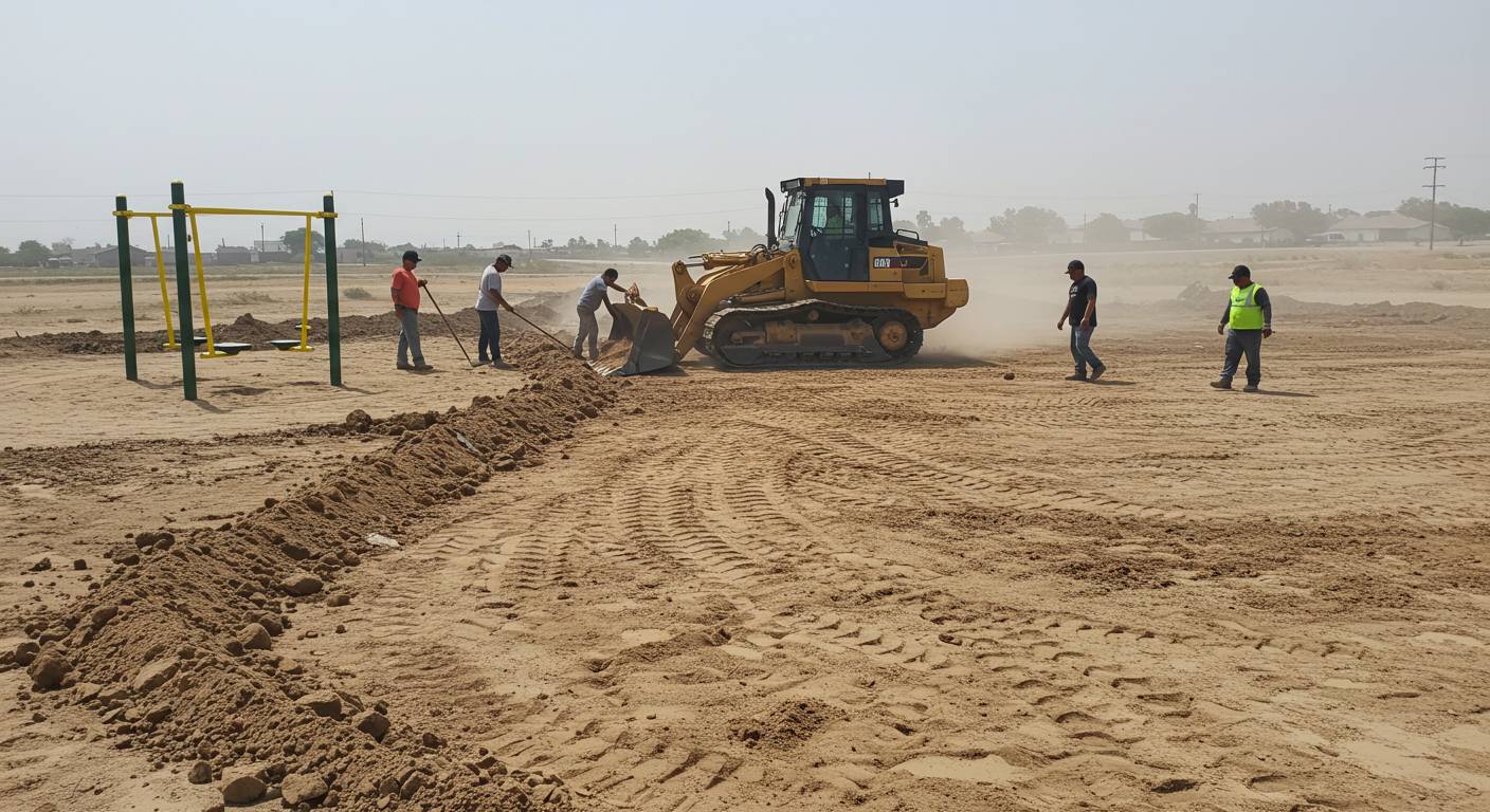 Подготовка площадки под установку спортивных тренажеров Выравнивание грунта для спортивных тренажеров