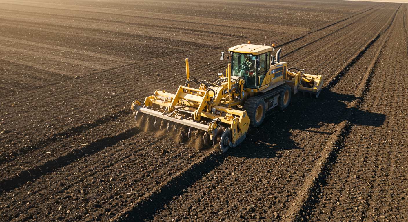 Срезка и выравнивание грунта спецтехникой на больших участках