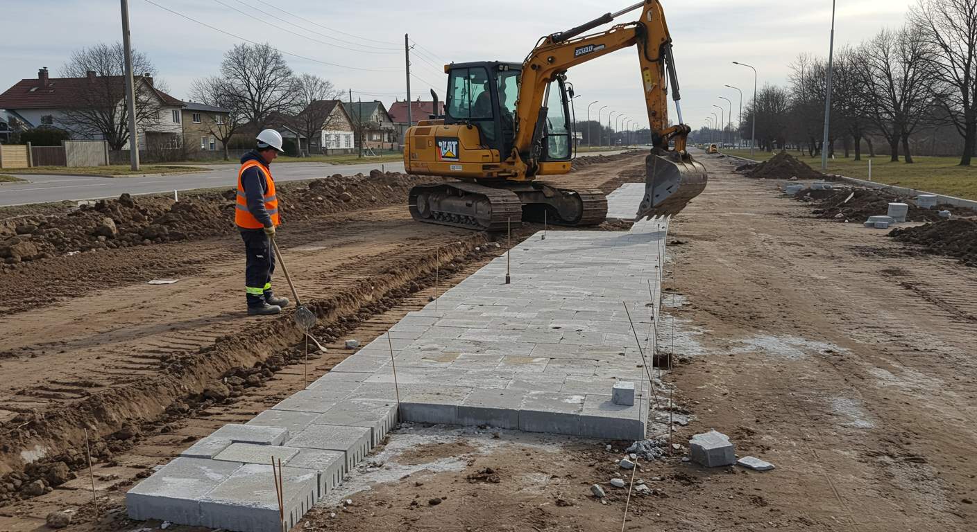 Выравнивание грунта под тротуар