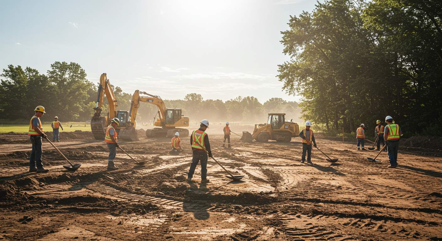 Выравнивание грунта для зоны отдыха
