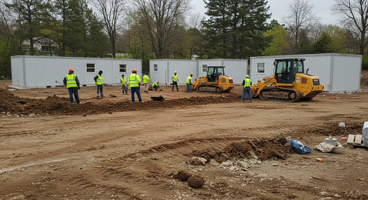 Выравнивание грунта под временные постройки